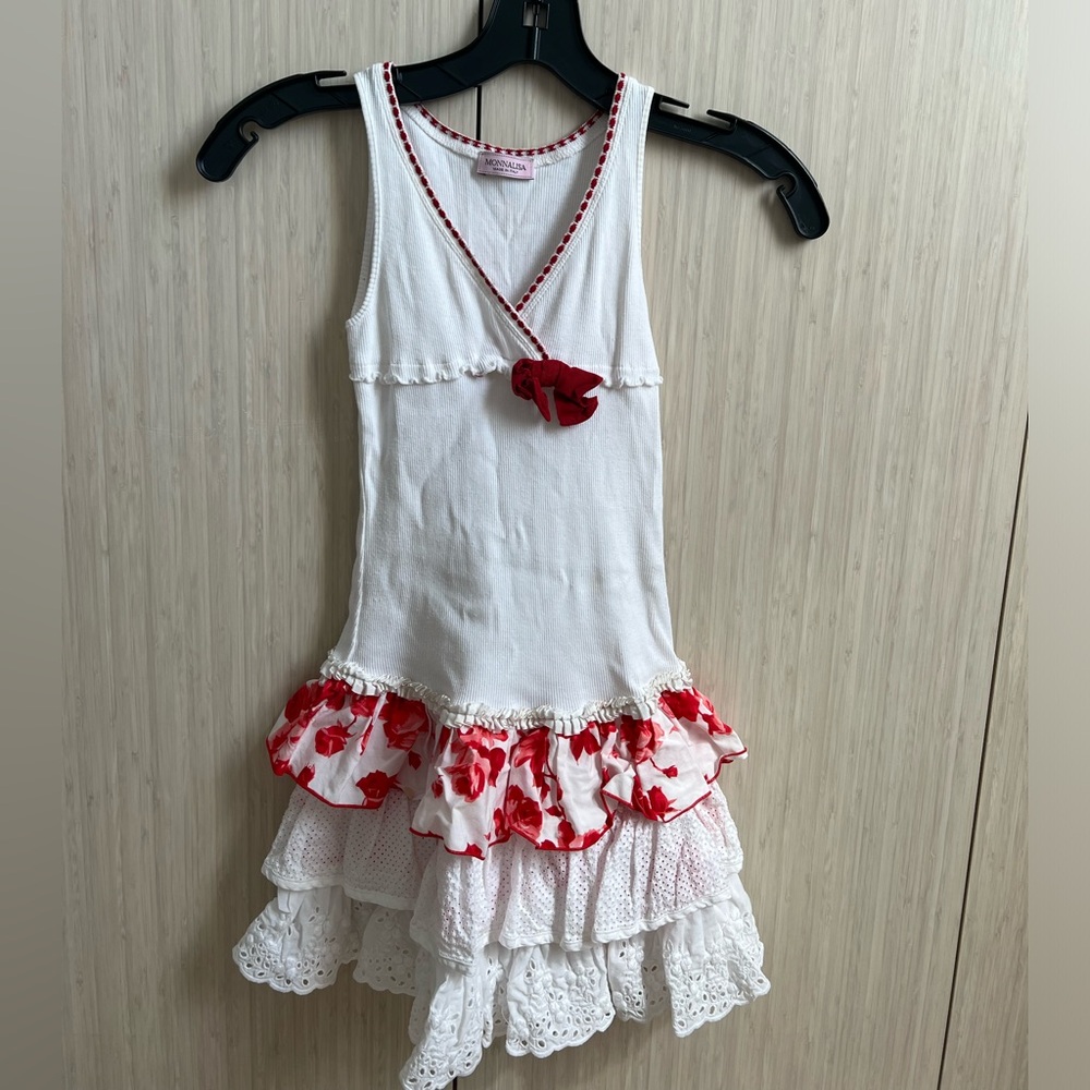 MonnaLisa white and red size 8 girls dress